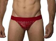 Cueca Jockstrap Cirre Vermelho com Tachinhas
