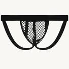 Cueca jockstrap sexy suporte atletico com faixa aberta tecido arrastao furadinho sem forro