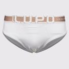 Cueca Slip Lupo Algodão com Elastano Branca e Marrom