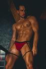 Cueca Strappy com Liga e Persex Duque Simon Vermelho - Tecido de Poliéster Cueca Strappy com Liga e Persex Duque Simon Vermelho - Tecido de Poliéster