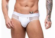 Cueca suplex com arrastao branco aberto atras