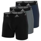 Cuecas boxer Adidas, pacote com 3 unidades para homens, preta/cinza/azul marinho, tamanho L