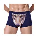 Cuecas Boxer Masculinas Com Estampa 3D De Cabeça De Lobo E Águia, Cintura Média, Em Tecido Modal