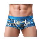 Cuecas Boxer Masculinas De Algodão Respirável Com Bolsa Convexa Em U E Estampa De Folhas Roupa Cuecas Boxer Masculinas De Algodão Respirável Com Bolsa Convexa Em U E Estampa De Folhas Roupa