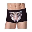 Cuecas Boxer Masculinas De Modal Com Estampa De Lobo E Águia, Com Bolsa U E Efeito De Volume,