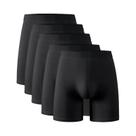 Cuecas Boxer Masculinas De Perna Longa (5 Peças) Em Fibra De Bambu 95% E Elastano 5% Com Cós