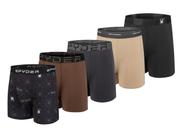 Cuecas boxer masculinas Spyder, pacote com 5 cuecas boxer de poliéster e elastano Performance (preta/marrom/carvão/bege/preta, grandes)