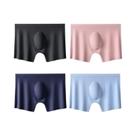 Cuecas Boxer Masculinas Ultrafinas De Seda Gelada Sem Costura Respiráveis - Kit Com 4 Peças -