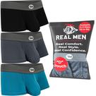 Cuecas boxer Real Men, pacote com 3 bolsas modais D para homens, preta/azul/cinza