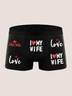 Cuecas Boxer Respiráveis masculinas plus Size Com Estampa Divertida De Letras, Design I LOVE MY