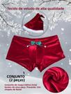 Cuecas De Veludo Masculinas De Natal Com Laço E Sino, Chapéu De Natal Grátis, Roupa Íntima Sexy De Cuecas De Veludo Masculinas De Natal Com Laço E Sino, Chapéu De Natal Grátis, Roupa Íntima Sexy De