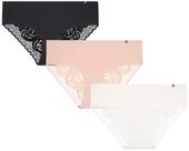 Cuecas femininas Lucky Brand, renda hipster, embalagem múltipla