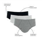 Cuecas Mash Slip Algodão Kits 3 peças Cinza Mescla Claro
