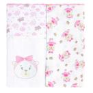 Cueiro Manta Flanelada Estampada Com Bordado Com Vira 79x80 02 Unidades Baby Incomfral Bublim Cor:Ursa Bailarina