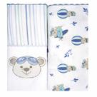 Cueiro Manta Flanelada Estampada Com Bordado Com Vira 79x80 02 Unidades Baby Incomfral Bublim Cor:Urso Balões