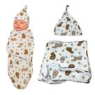 Cueiro Swaddle Algodão Ajuste Auto-colante Touca Capivara