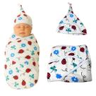 Cueiro Swaddle Algodão Ajuste Auto-colante Touca Joaninha