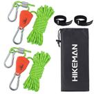 Cuerda de Camping Hikeman con Polea de Trinquete, Líneas de Sujeción para Tienda Ajustables para Montaje Rápido al Aire Libre para Toldo, Kayak y Canoa, Luz de Crecimiento (Verde Fluorescente)