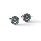 Cuff Links, âncora elegante para homens, design esmaltado com tom dourado
