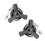 Cuff Links Black Fan Propeller Design Copper 20g para homens