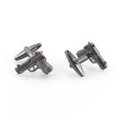 Cuff Links em cobre preto banhado a metal em forma de arma para homens