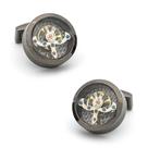 Cuff Links em liga de titânio preta com turbilhão giratório
