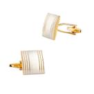 Cuff Links Masculino em Metal Escovado em Tom Dourado Elegant Line D