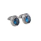 Cuff Links Pedra preciosa azul vintage para homens em cobre