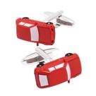 Cuff Links Red Car para homens, design de carro em esmalte e metal