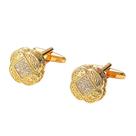 Cuff Links vintage banhados a ouro para homens com pedra de zircônia