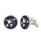 Cufflinks Blue World Map Design para homens Alloy 12g