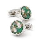Cufflinks Creative Green Stone Round para homens