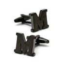 Cufflinks Elegant Black Stainless Steel M Letter para homens