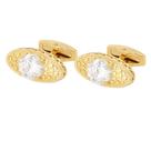 Cufflinks, elegante cristal dourado para homens, design oval Cufflinks, elegante cristal dourado para homens, design oval