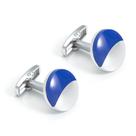 Cufflinks, esmalte azul redondo simples para homens, liga metálica
