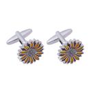 Cufflinks, esmalte de girassol, liga vintage para homens e mulheres