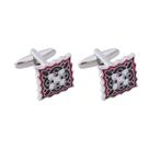 Cufflinks, esmalte quadrado com design floral decorativo