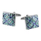 Cufflinks esmalte quadrados para homens com design colorido de gotejamento de óleo