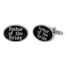 Cufflinks Father of the Bride, esmalte preto oval para homens