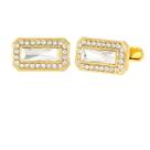 Cufflinks Gold Square Crystal para homens com zircônia transparente Cufflinks Gold Square Crystal para homens com zircônia transparente