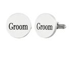 Cufflinks Groom Elegant Round Silver Steel Inoxidável