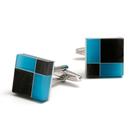 Cufflinks, luxuoso, design quadrado masculino, preto e azul C
