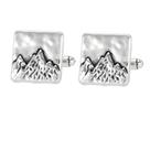 Cufflinks Mountain Range Design para homens em liga prateada
