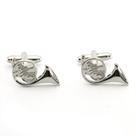 Cufflinks Music Instrument Silver Horn Design para homens