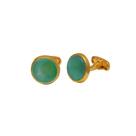 Cufflinks, pedra verde elegante para homens, design redondo