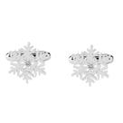Cufflinks Snowflake em liga prateada com detalhes em cristal