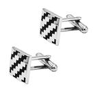 Cufflinks Square Black Wavy Esmalte para homens em cobre