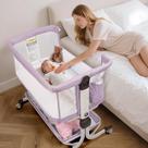 Cuna portátil ajustable MOMFANN para bebé en color rosa púrpura