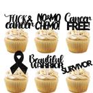 Cupcake Topper LETLIMIT Black Glitter Cancer Theme x18