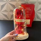 Cúpula de vidro com buquê de flor e led para presente dia dos namorados com frase te amo flor flores enfeite a bateria